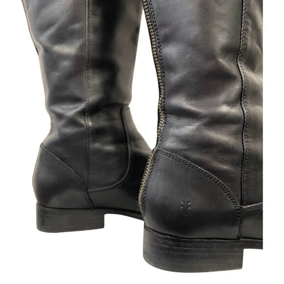 Frye Melissa Button Leather Tall Riding Boots Black Size 8 Equestrian Back Zip - Picture 6 of 14